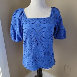 Sz. 6 Talbots Blue Eyelet Women's Top
